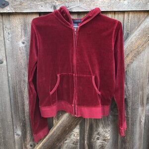 Y2K Velour Hoodie in Scarlet Red